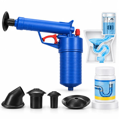 KIT PISTOLA DE DRENAJE DE AIRE ALTA PRESIÓN + LIMPIADOR DE DESAGÜE
