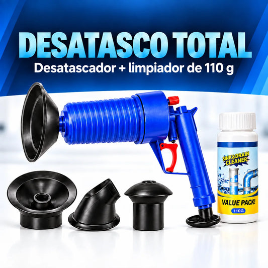 KIT PISTOLA DE DRENAJE DE AIRE ALTA PRESIÓN + LIMPIADOR DE DESAGÜE